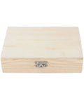 Five Piece Forstner Drill Bit Set Featuring Adjustable Depth Range Premium woodworking hole saws in a wood storage box.