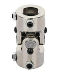Rock Solid Chrome Steering Shaft U Joint 1 Inch Double D By 1 Inch Double D Single Universal Joint 83Mm Driveline Coupling showing chrome finish and dual joints.