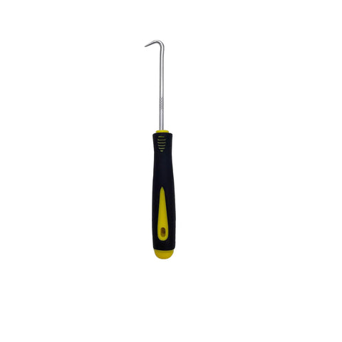 Single hook tool with yellow and black ergonomic handle for precise tasks.
