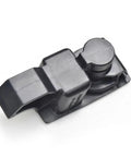 Heavy Duty Black Cabinet Door Latch Lock With Retractable Spring Loaded Panel Design For Secure Storage And Sleek Drawer Hidden Locking Mechanism That Is Easy To Install And Holds Tight, showing close-up of the latch.