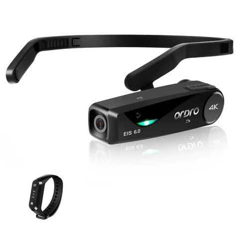 Head Mounted 4K Video Camera for Hands Free Vlogging Wearable UHD 1080p 60fps Action Cam with WiFi App Control EIS 6.0 displayed