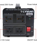 1500W Voltage Transformer Converter with 2 US outlets, 2 universal sockets, and power switch for step up/down conversion