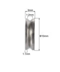 Precision 3X10X3mm Mini Deep V Groove Ball Bearings Forged From Rugged GCr15 Chrome Steel Open Design side view with measurements.