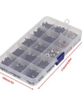 All In One RC Screw Kit With Stainless Fasteners For One Eighth One Tenth One Twelfth And One Sixteenth Scale Cars 500 Pieces in clear box