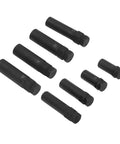 Beefy Eight Piece Thin Wall Lug Nut Socket Set With Spline Key CrMo Steel Wheel Lock Removal Tool Kit Sizes From Five Eighths Inch To Forty Five Sixty Fourths Inch For Damaged Or Locked Lug Nuts