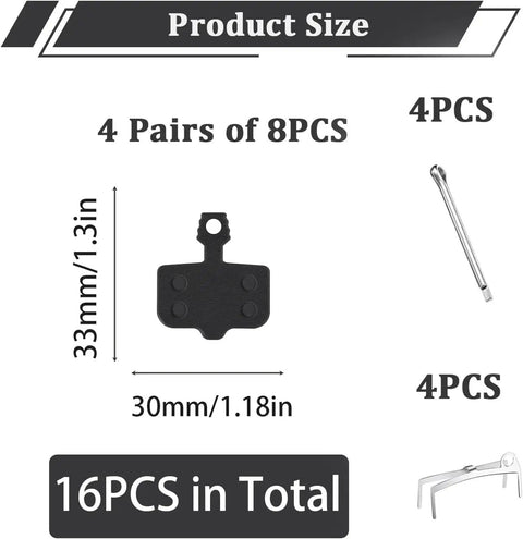 Size and quantity details of 4 Pack Semi Metallic MTB Disc Brake Pads For Hydraulic Brakes Compatible With Elixir series