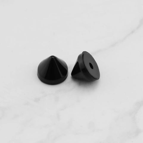 Hella Secure 6mm Black Replacement Studs And Screws For Dope Diy Shoe Decor Craft Leather Projects, two black cone studs.