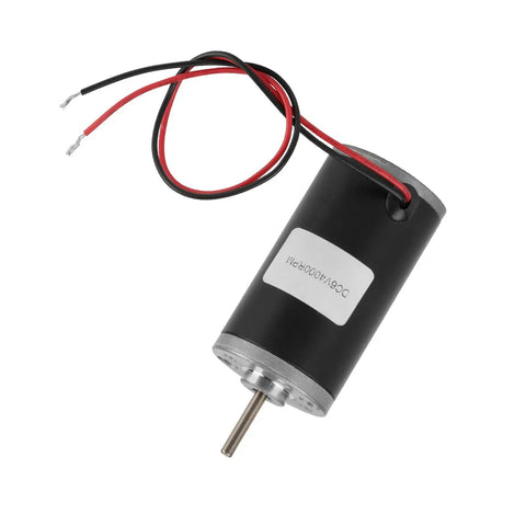Heavy Duty 24V 3500Rpm Permanent Magnet Dc Carbon Brush Motor With Reversible Cw Ccw Rotation And Big Torque Metal Gears, black with wires.