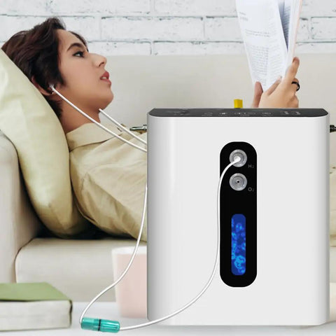 Person using 1.5m Reusable Hydrogen Inhalation Tube For Home H2 Gas Generator Machines Comfortable Secure Fit And Easy Breath Delivery