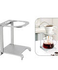 Straight Up Solid Folding Coffee Stand For Manual Espresso Machines Portable Aluminum Brewing Bracket with brew setup and coffee pot.