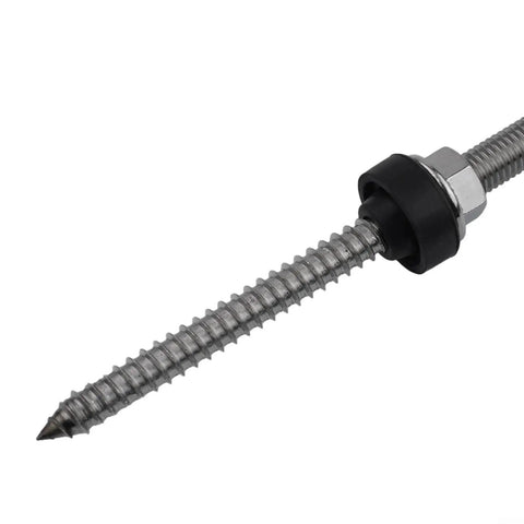 M10 Hanger Bolts Kit With EPDM Seal For A2 Stainless Locking Nut And Adapter For Solar Panel Roof Mounting System Silver 250mm