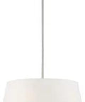 Belclaire Four Light Chandelier In Brushed Nickel With Off-White Fabric Shade, Modern Farmhouse Pendant Lighting For Dining Room