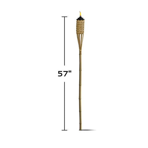Twelve Pack Bamboo Torches For Patio And Backyard 57 Inch Tall Weather Resistant Citronella Torches With Easy Pour Wide Mouth Refills