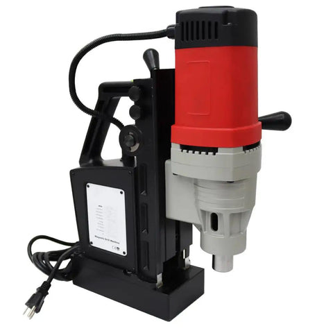 Heavy Duty Magnetic Drill Press 1400W With Tapping 7/8 Inch Drill Chuck and 1/2 Inch Tap in compact design.