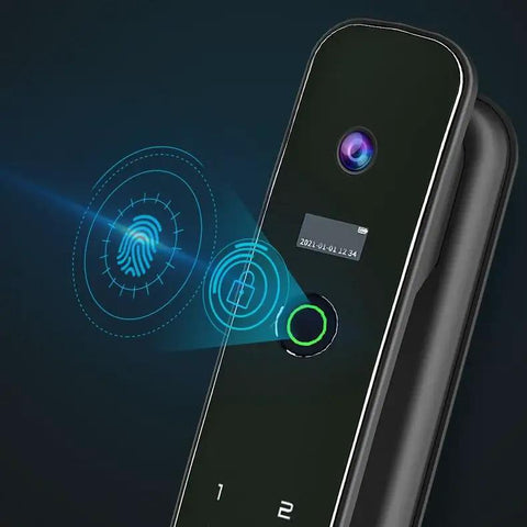Hassle Free Smart Door Lock Featuring Advanced Fingerprint Recognition Magnetic Card Swipe And Password Keyless Entry With Auto Locking Deadbolt Silent Quiet Motor For Rock Solid Home Security