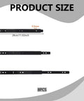 Product size diagram showing Four Piece Shop Grade Heavy Duty Steel Soft Close Drawer Slides 11 Inch full extension rails.