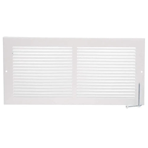 Louvered Steel Painted Baseboard Return Air Grille 14 by 6 Inch White 1 Pack One-Piece Construction With One Third Inch Fins Set At 20 Degrees And Durable Powder Coat Finish Built To Last