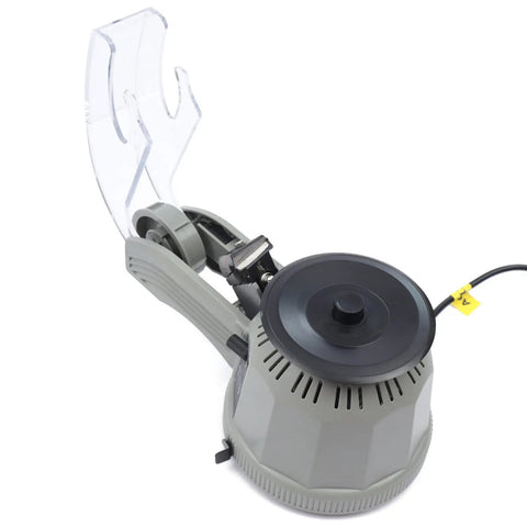 Automatic Ribbon Cutting Machine With Adjustable 6 To 60 Mm Cutting Length And 3 To 25 Mm Tape Width, top view, grey design