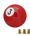 Billiard Style Shift Knob For Cars Trucks And SUVs Red No 3 Round Ball Gear Shifter Knob For Automatic And Manual Transmission