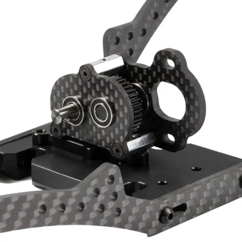 Ultra Light Portal Transmission With 48P Gears And Sleek Carbon Fiber Tiny Gearbox showcasing carbon frame and gear assembly.