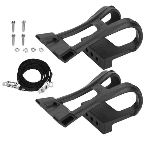 Universal Bike Pedal Straps With Toe Clips Adjustable Anti Slip Foot Cages For Road Mountain And Indoor Cycling Keeps Your Feet Locked In