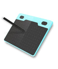 Game Changing Graphics Drawing Tablet With 8192 Pressure Levels And A Dope Battery Free Pen, black surface and turquoise edges.