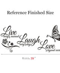 Live Love Laugh Set Of 3 Motivational Wall Stickers For Family Decor Black 18x39 Inch Peel And Stick Quote with Butterfly