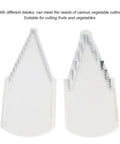 V Shape Mandoline Slicer dual blades, white ABS frame for quick safe veggie slicing and grating with non-slip base and hand guard.