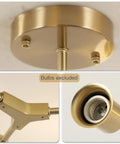 Close-up details of a gold metal fixture component for Black Sputnik Chandelier 12 Lights Modern Metal Semi Flush Mount Ceiling Light