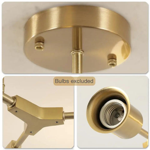 Close-up details of a gold metal fixture component for Black Sputnik Chandelier 12 Lights Modern Metal Semi Flush Mount Ceiling Light