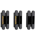 Rock Solid Hidden Hydraulic Hinge With Invisible Flush Design Solid Zinc Alloy Construction Smooth Acting Cabinet Hinge side view in matte black finish.