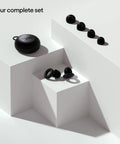 Concert Ear Plugs With High Fidelity Hearing Protection And 18dB Noise Reduction, 8 Ear Tip Sizes, Black set on white display
