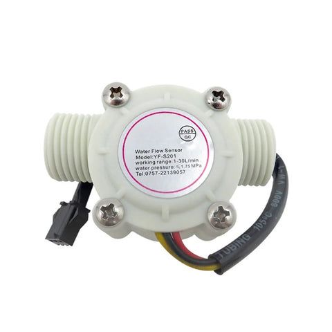 Water Flow Sensor Flowmeter Hall Effect Switch For DC 5-18V 1/2 Inch 3/4 Inch 1 Inch 2 Inch Lines, white plastic body