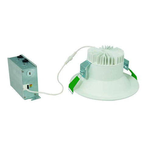 Canless LED Recessed Light 8 Inch Ultra Bright With Selectable 2700K To 5000K CCT 8000 Lumen Output Dimmable 0 To 10V IC And Non IC Rated Wet Location For Showers White Finish