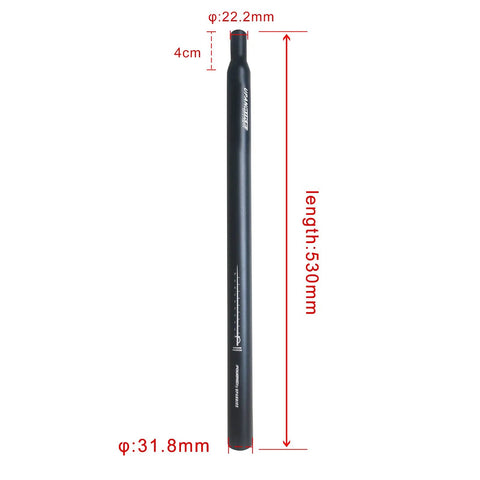 Lengthened 530Mm 31.8Mm Aluminum Alloy Bike Seat Post for BMX Electric and Folding Bikes, Durable 6061 with measurements
