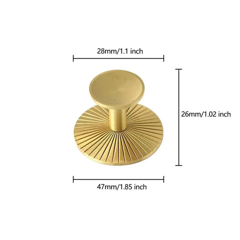 Gold Round Brass Cabinet Knob 47x28x26mm, Vintage Back Panel Pulls, Easy Install, Durable Classic Hardware For Closets And Furniture Makeovers