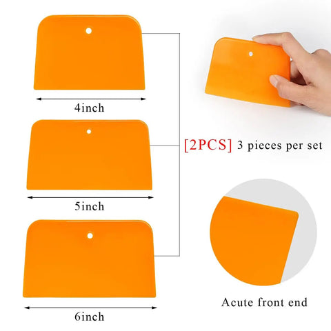 Six Pack Body Filler Spreaders Set 4 5 6 Inch Reusable Plastic Auto Body Spreader Tools for Applying Filler Putty Glaze and Paint