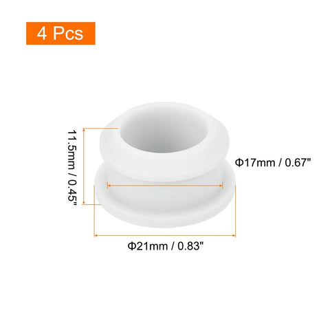Straight Up Silicone Snap In Hole Plugs Feature A Dead Reliable Waterproof Seal Cover For No Drama Kitchen Panel Patching Flush Mount Rubber Bulkhead Caps 17mm White Round Shape Pack Of Four, showing dimensions.