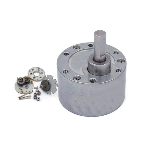 Rock Solid 37Mm Worm Gear Motor Speed Reducer With High Efficiency Metal Gearbox featuring precise components and tools.