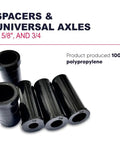 2 spacers and 3 axles for Beefy 14 Inch Wheelbarrow Tire With Flat Free Design Made From Recycled Rubber Delivers 440 Pounds Capacity