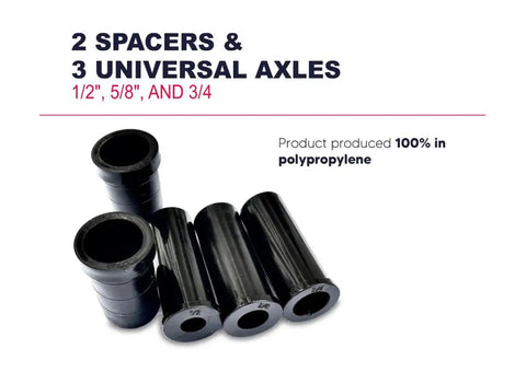 2 spacers and 3 axles for Beefy 14 Inch Wheelbarrow Tire With Flat Free Design Made From Recycled Rubber Delivers 440 Pounds Capacity