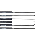 9-3/4 Inch Hook And Pick Set, 6-Piece Black Hand Tools aligned in a row, handles labeled 'CATSPAW'