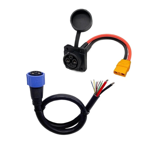 Kickstart Your Ride Every Morning With This Heavy Duty EV Charging Cable Featuring Self Locking M23 And M25 Plug Socket Connector For E Bike Power Wire No Sweat Installation And Rock Solid Performance, showcasing M23 connector with wires.