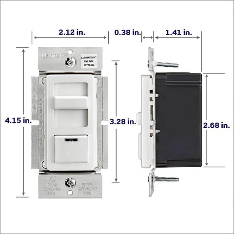 IllumaTech 0-10V LED Dimmer Switch For Commercial Lighting With LED Locator Light IP710-DLZ White Faceplate With Ivory And Light Almond Trim 120/277V 50mA Max Sink Plays Nice With Mark 7 Ballasts