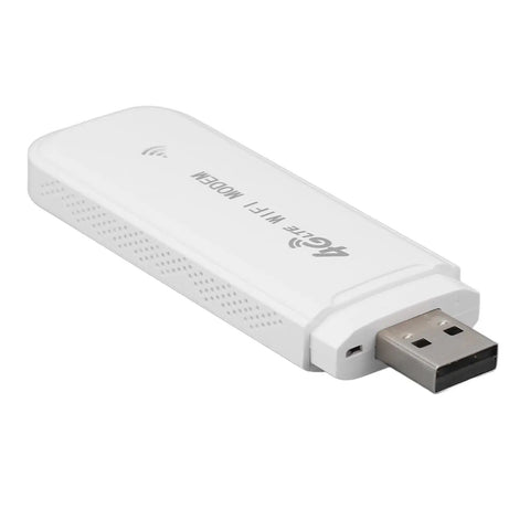 Hella Portable 4G LTE Wireless Router With Solid Battery Life And Zero Lag Signal For Road Trippers Desk Grinds Or Couch Lounging Across Europe With Slick Compact Design And Simple Plug In Setup, white USB modem.
