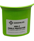 Greenlees Rugged Nylon Cable Puller Protector Sleeve for 2 Inch and 2-1/2 Inch conduit systems in bright green.