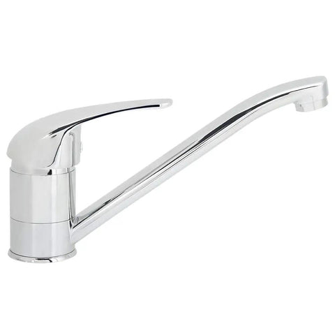 Maqulae Copper Kitchen Faucet with G1/2in Thread, Hot and Cold Water Sink, sleek chrome finish, long spout design.