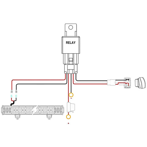 Wiring diagram for 32 Inch 180W Curved LED Light Bar Offroad Driving Lights with spot flood combo and relay switch