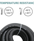 Coiled black 5/16 inch SAE J1532 oil cooler hose, 8mm diameter, 10 bar working pressure