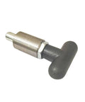 Heavy Duty Spring Loaded Pull Pin With Rock Solid Welded Steel Core Black T Handle Lever Knob 3/8 Inch size for secure pipe joining.